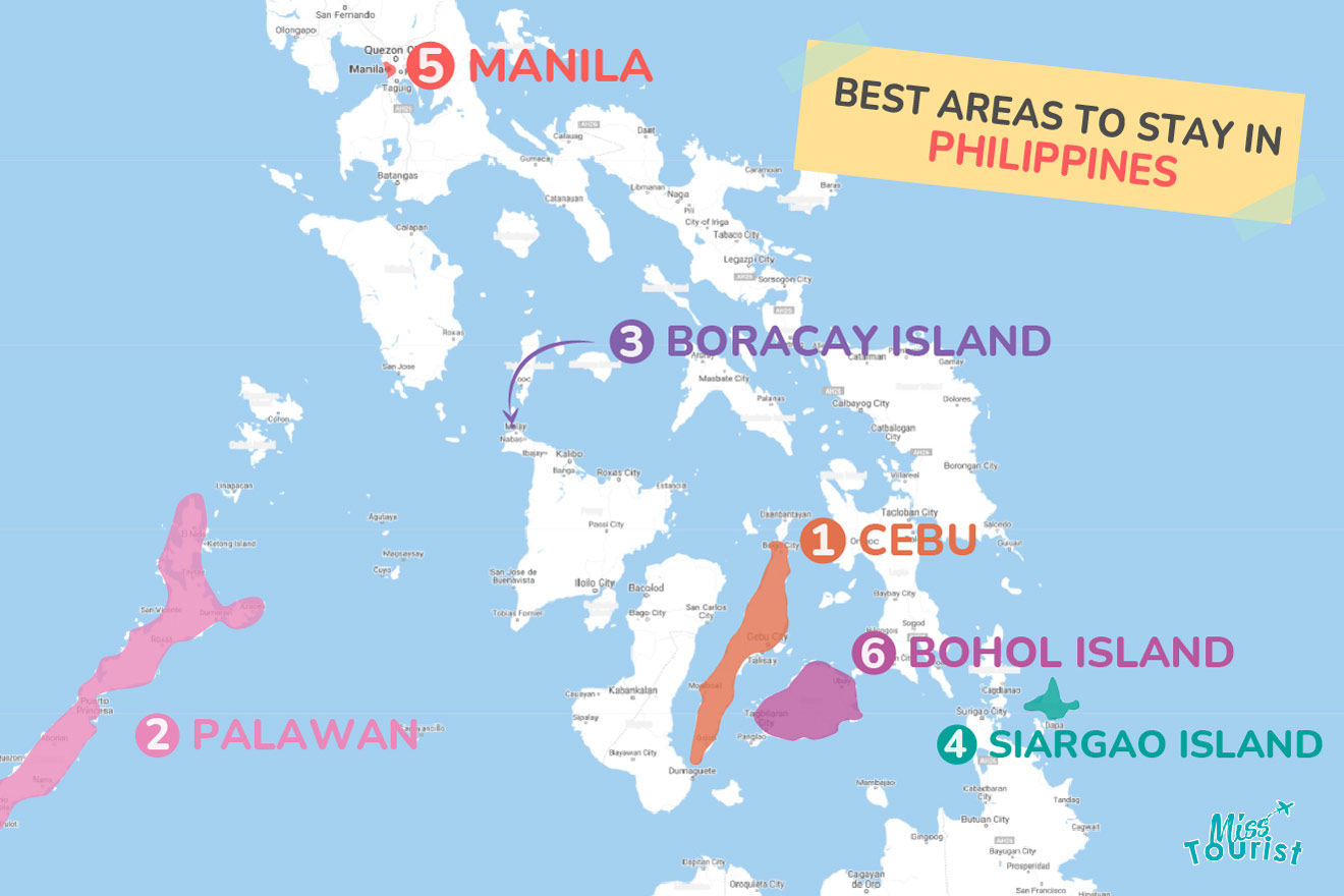 Map of best places to stay in Philippines